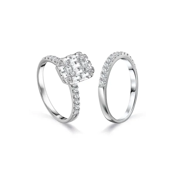 18k white gold diamond twins