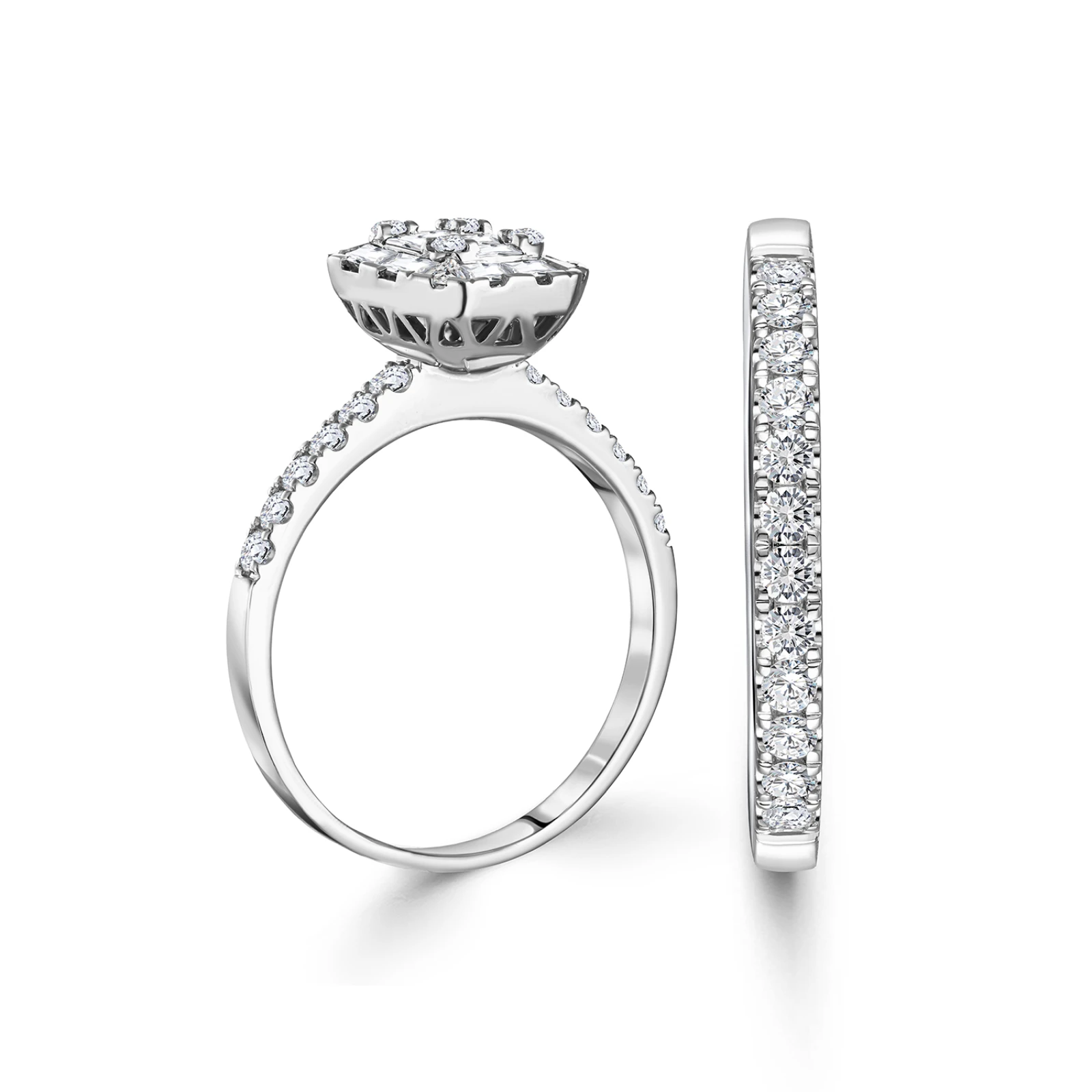18k white gold diamond twins