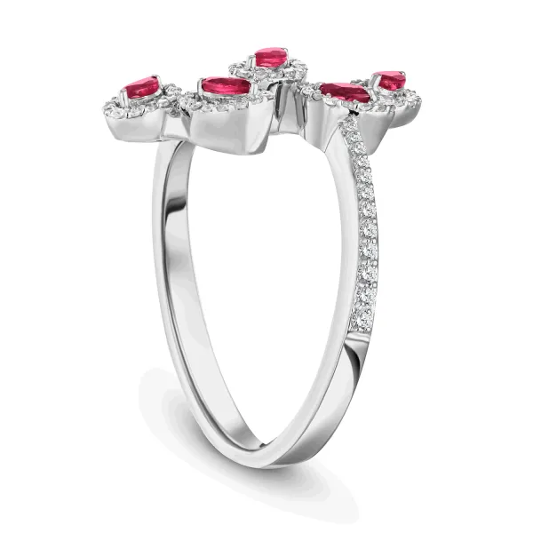 CR4043 - 18k white gold diamond ring with ruby
