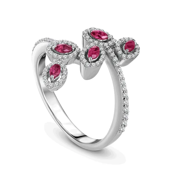CR4043 - 18k white gold diamond ring with ruby