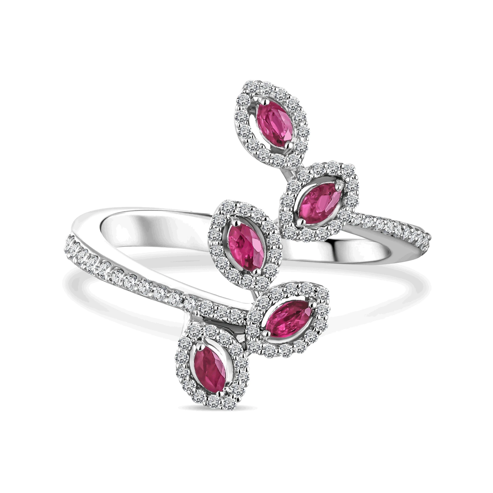 CR4043 - 18k white gold diamond ring with ruby