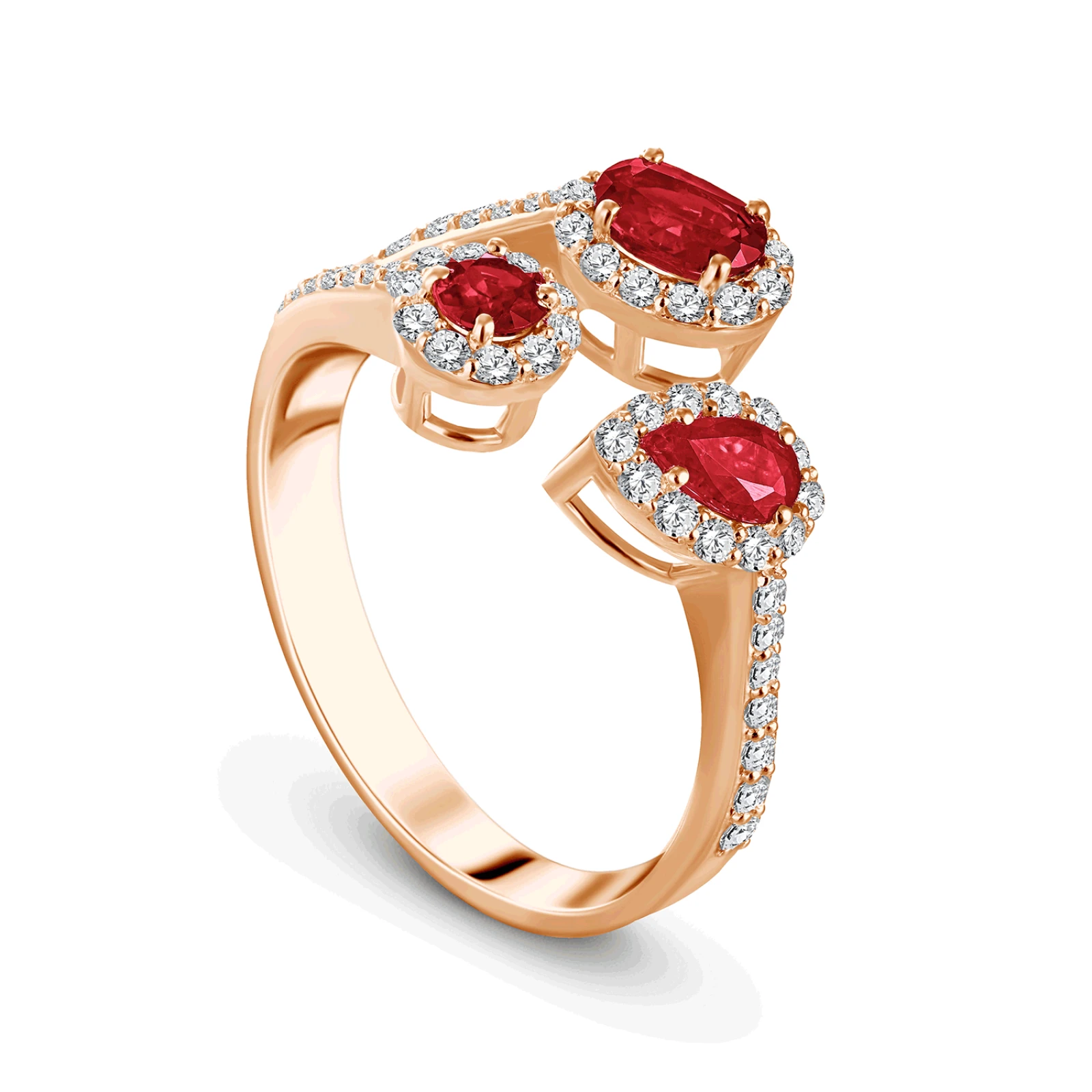 CR4042 - 18k rose gold diamond ring with ruby