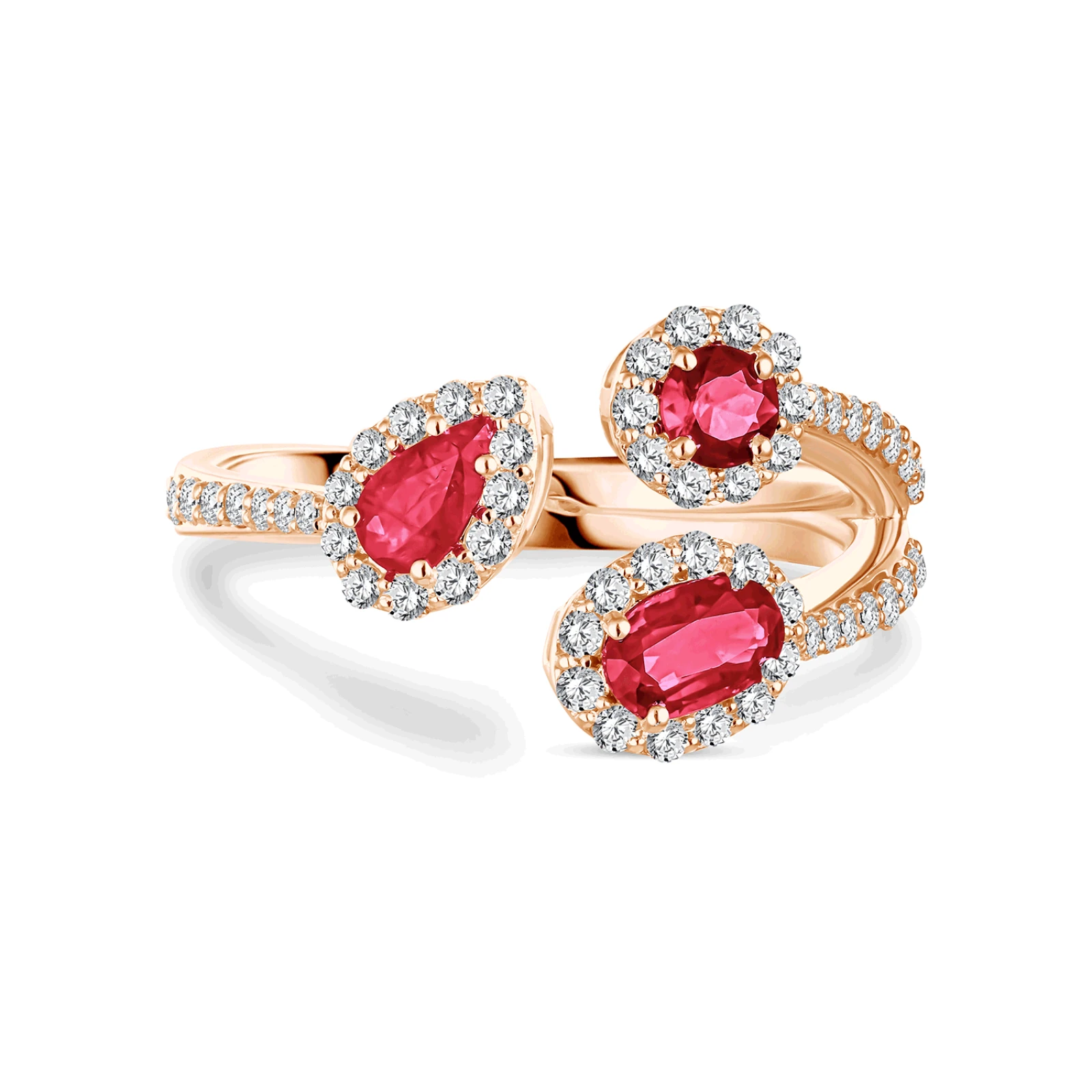 CR4042 - 18k rose gold diamond ring with ruby