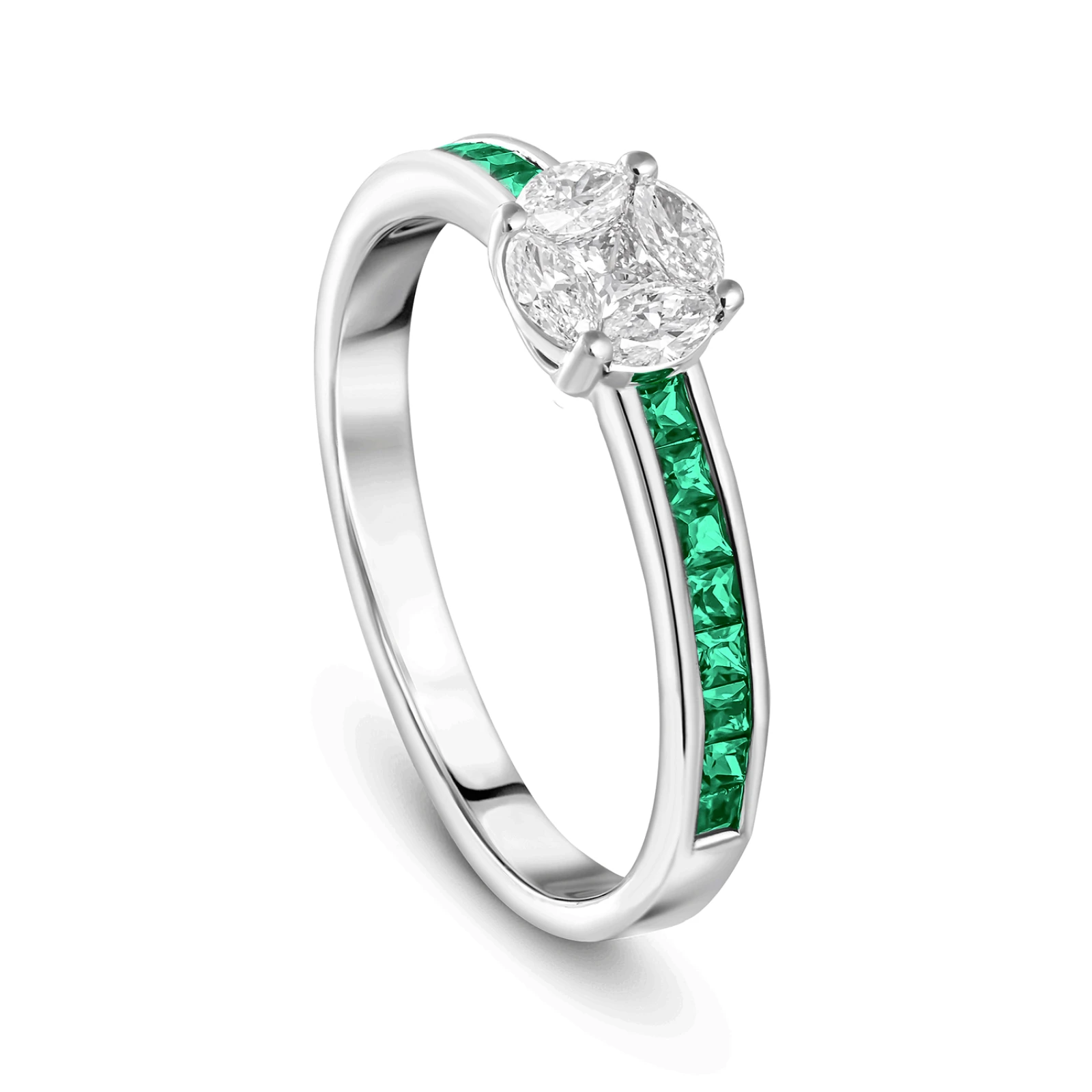 CR3957 - 18k rose gold diamond ring with emerland
