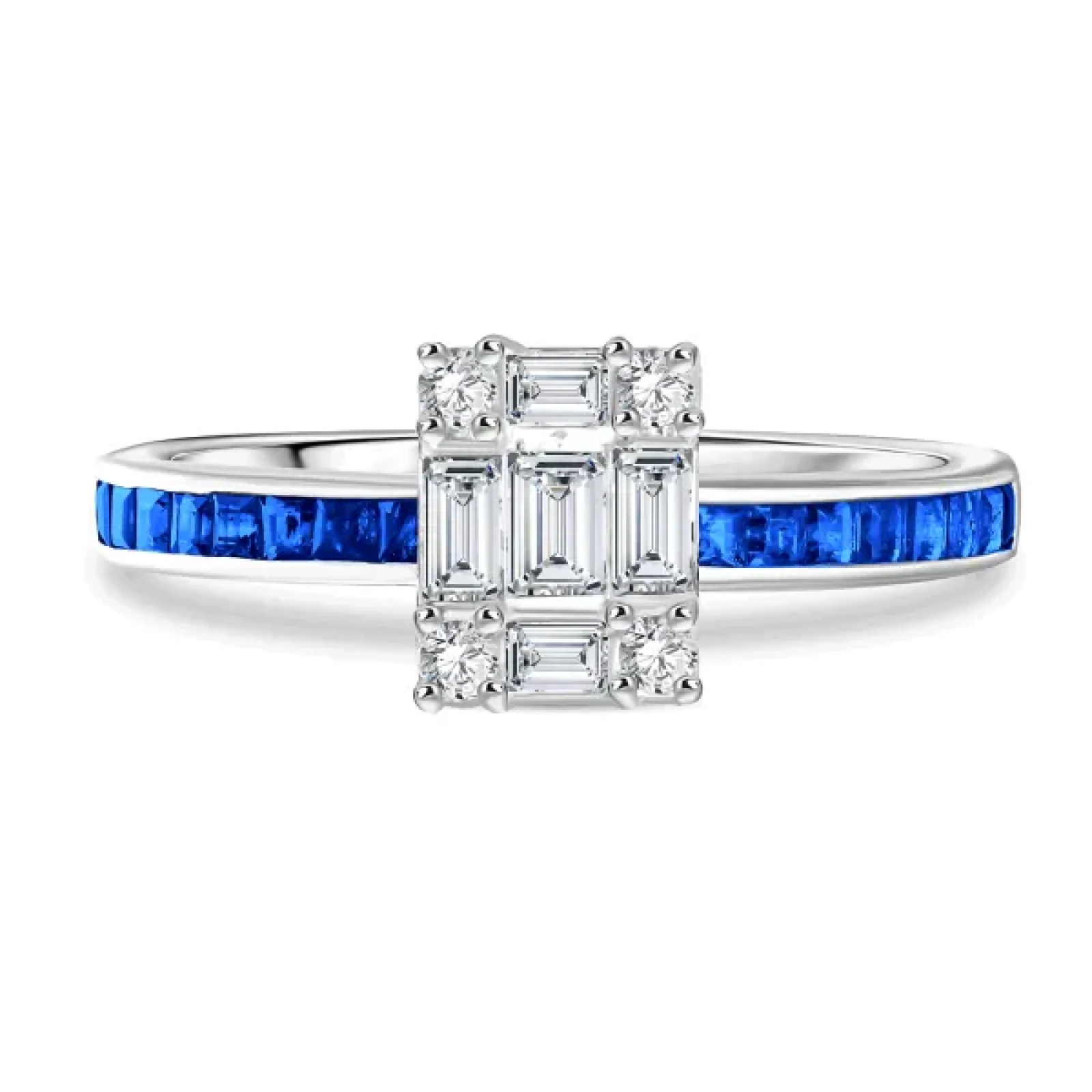 CR3956 - 18k white gold  diamond ring with sapphire