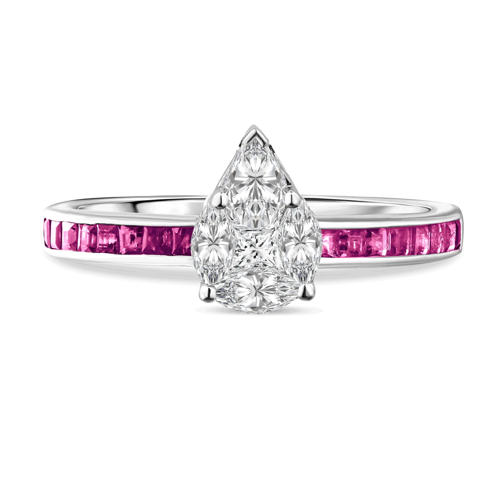 CR3958 - 18k white gold diamond ring with ruby