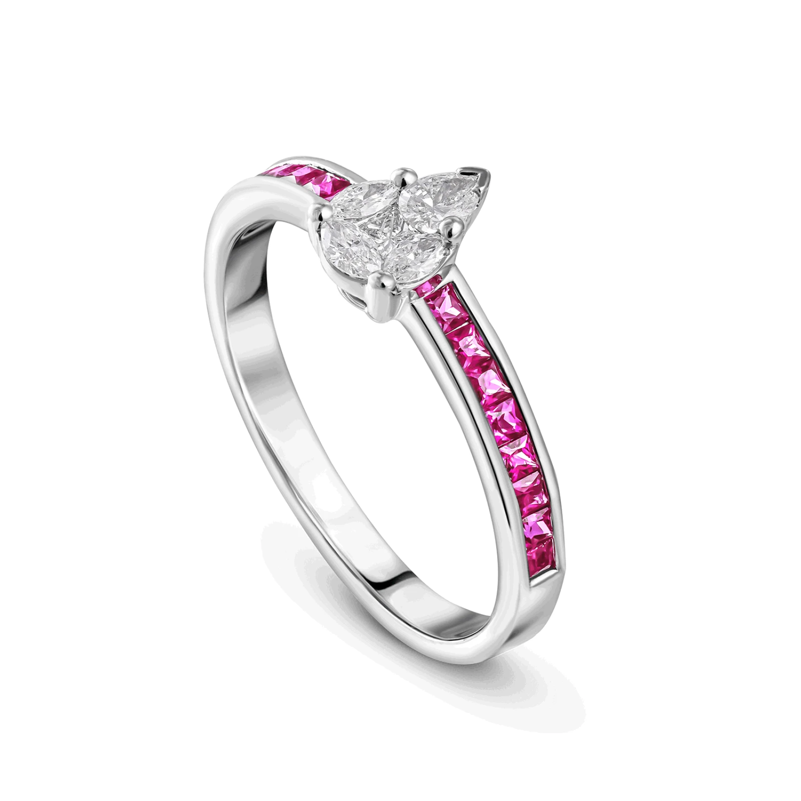 CR3958 - 18k white gold diamond ring with ruby