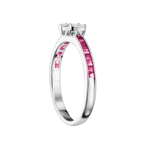 CR3958 - 18k white gold diamond ring with ruby