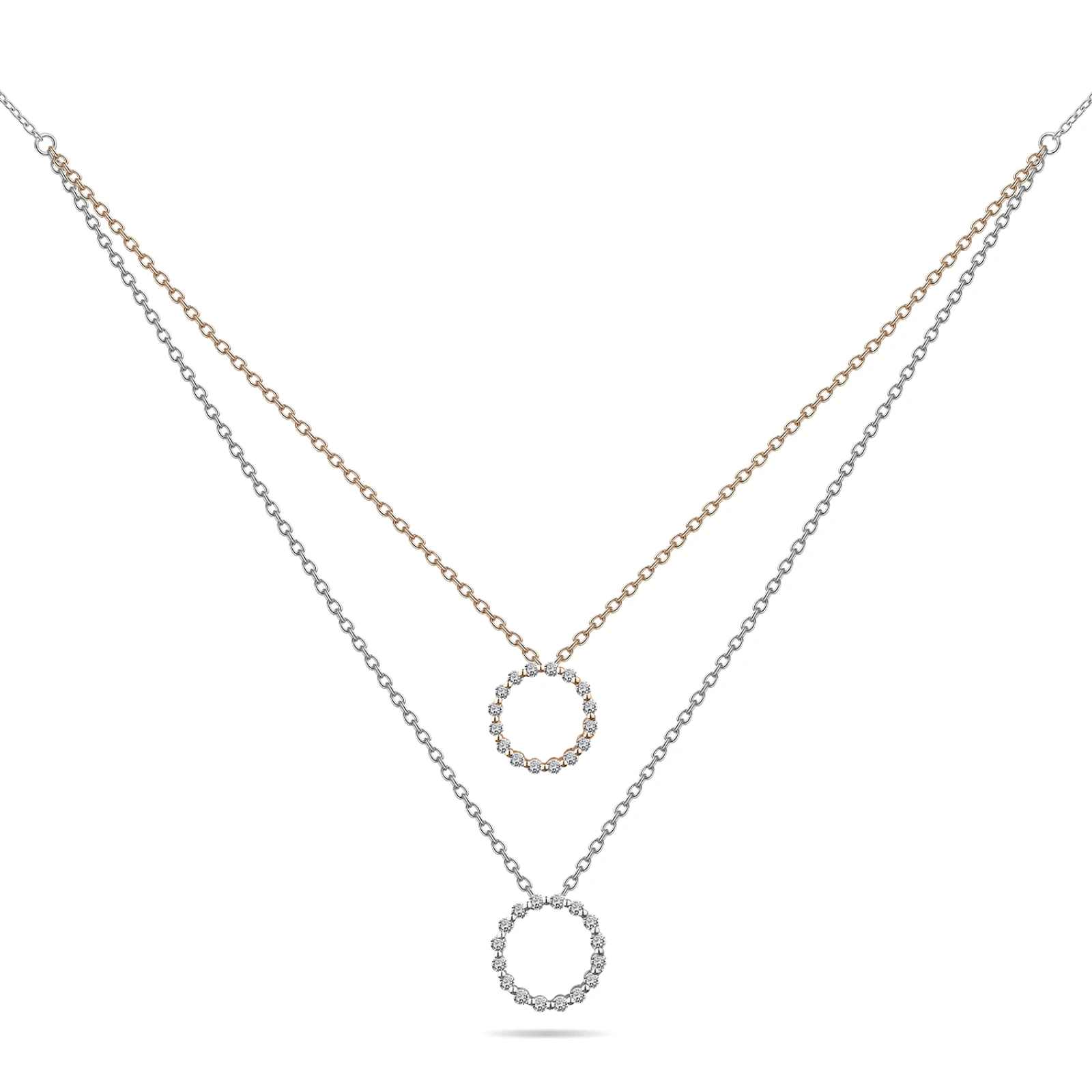 CP2456 - 18k  rose white gold diamond necklace