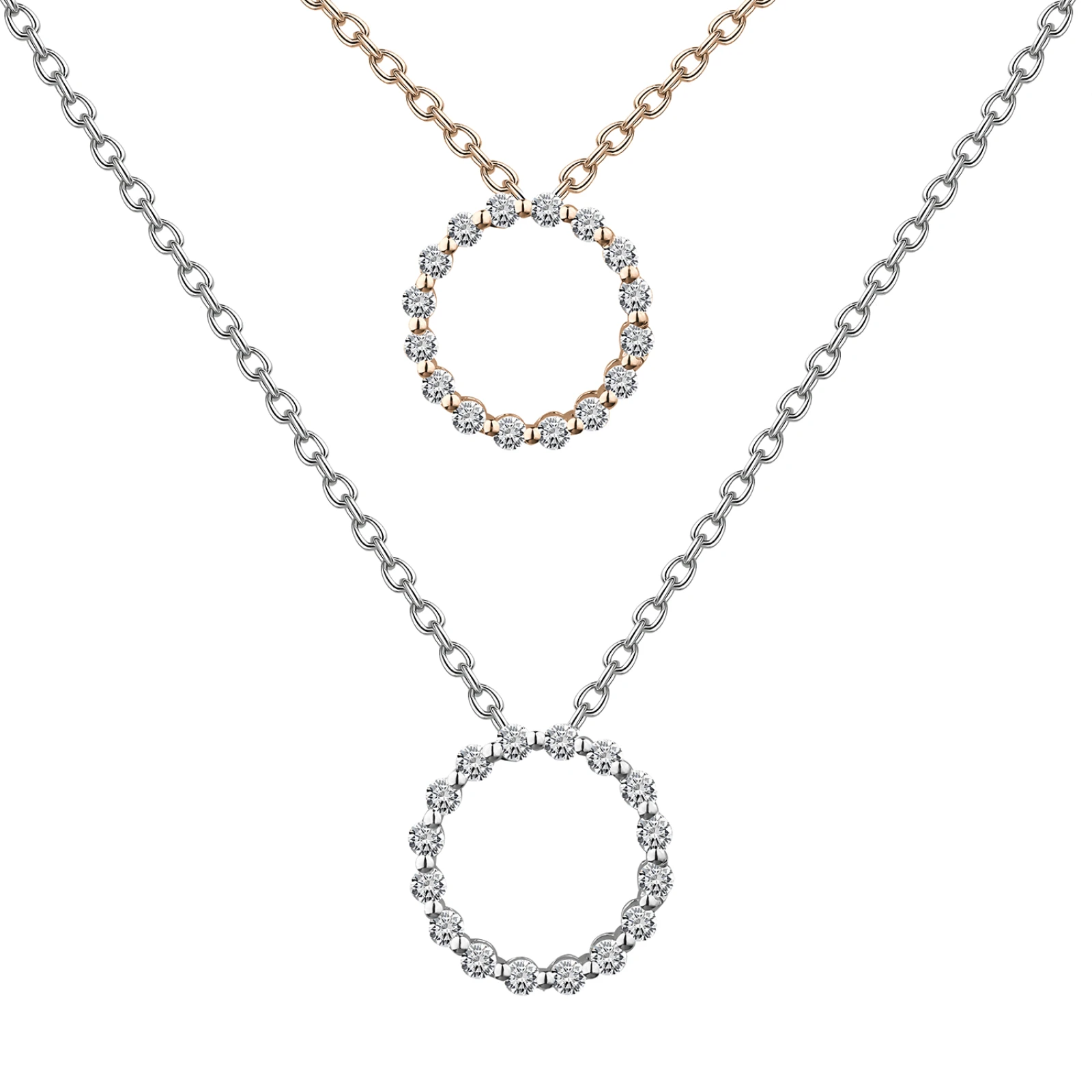 CP2456 - 18k  rose white gold diamond necklace